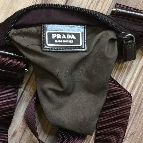 Vintage Authentic Prada Tessuto Nylon Crossbody Bag in Dark Plum/Brown - Picture 7 of 12